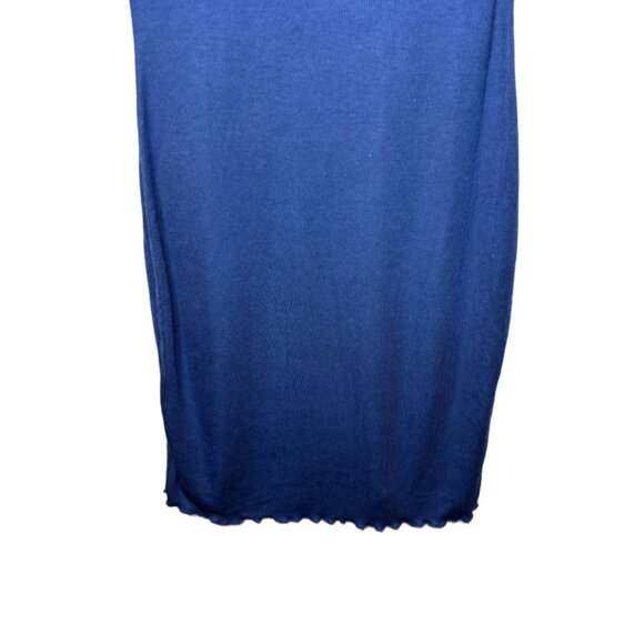 Sincerely Jules Sz S Ribbed Blue/White Embroidered Quote Mini Dress - Picture 3 of 5